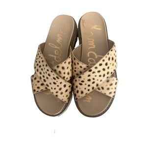 Sam Edelman Womens Korina Slide Platform Sandals Cheetah Fur Sz 7